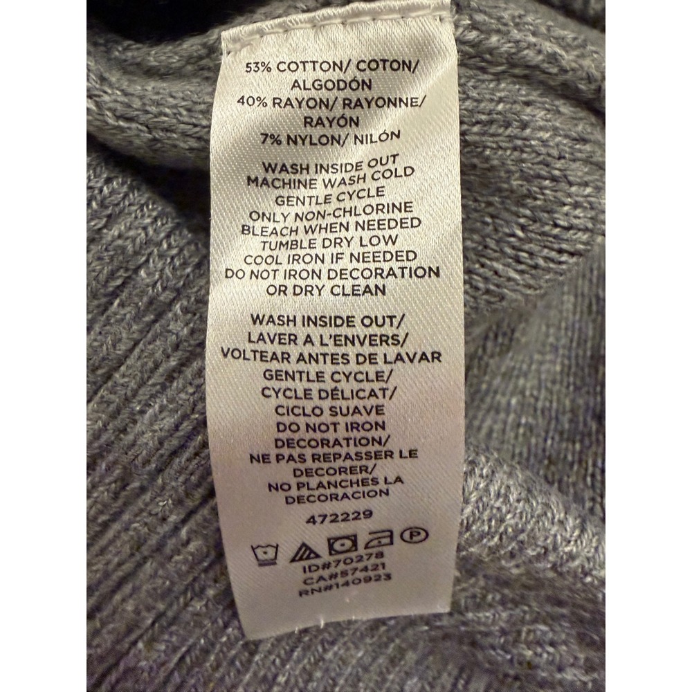 LOFT Outlet Women's Gray Pearl Embellished Crew Neck Sweater Size L - Picture 7 of 7